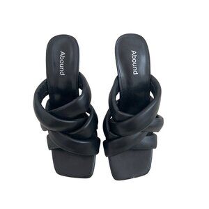 Abound Black Strappy Square Toe Heels